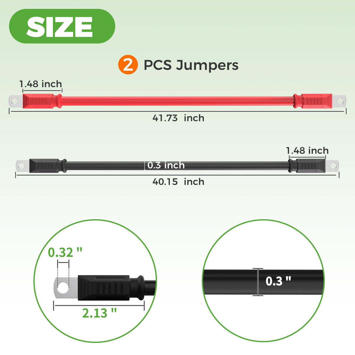 10L0L black 40-inch negative cable ensures solid ground for golf carts.