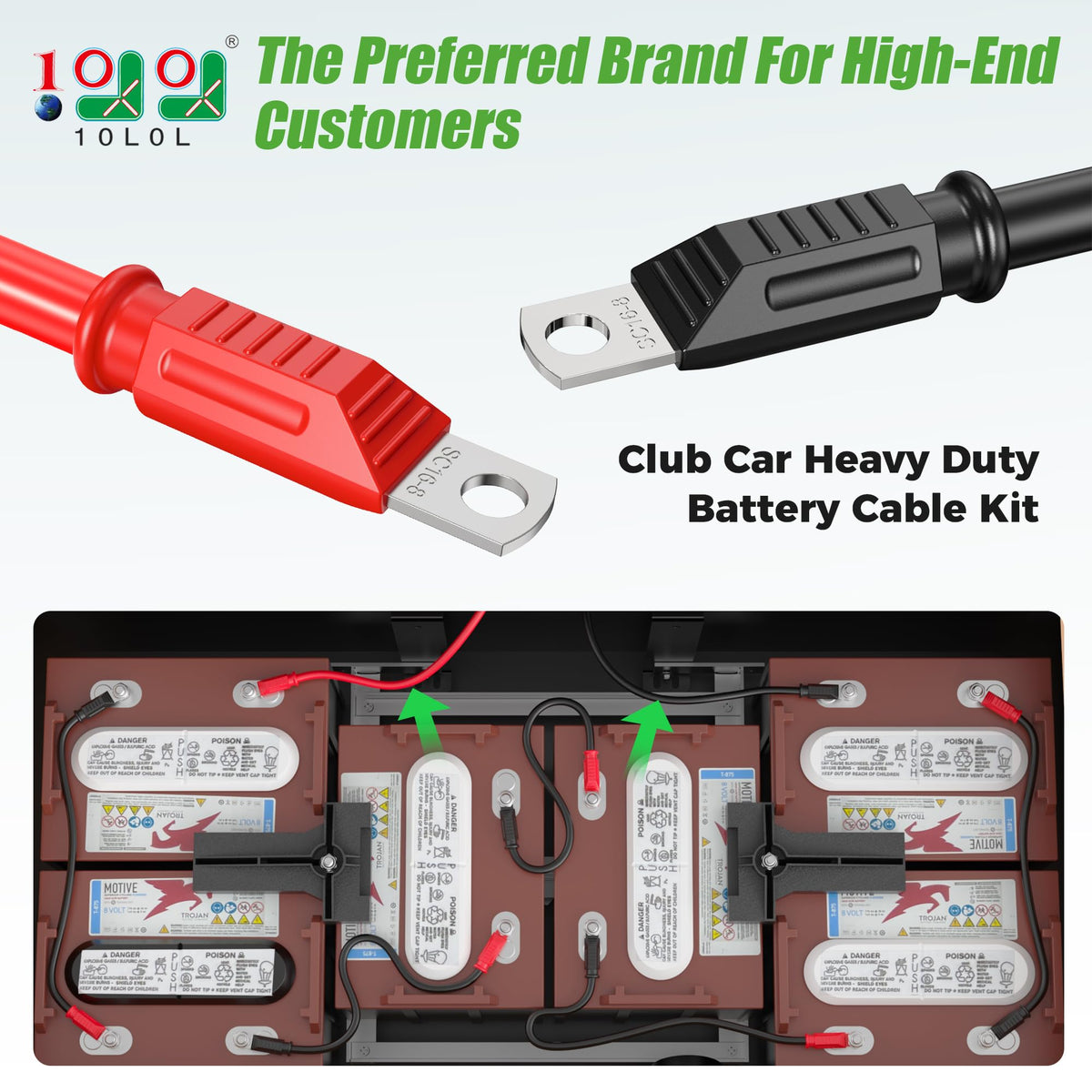 10L0L Golf Cart Battery Cables red 4-gauge enhancing power delivery for EZGO TXT
