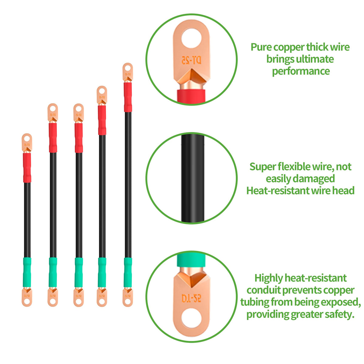 10L0L battery cables 5-piece kit keeps cart wiring organized