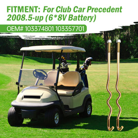 Hold down kit mounted on Club Car Precedent 2008.5-up 48V model ensuring alignment.
