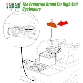 10L0L hold-down kit for Club Car Precedent side view showing mounting hardware