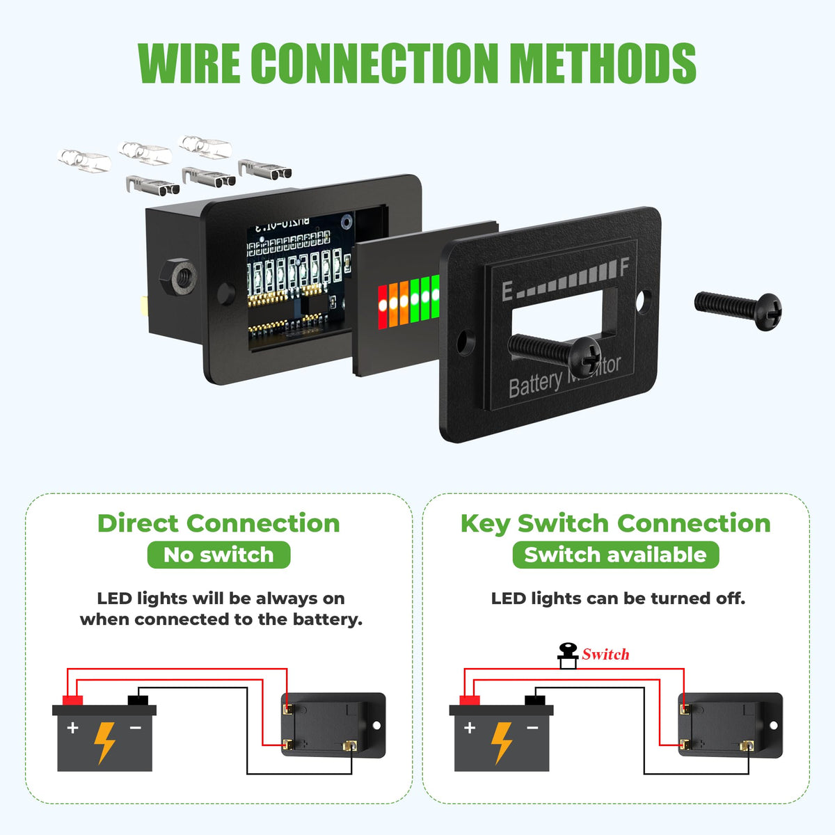 10L0L battery meter DIP switch aligning voltage with cart