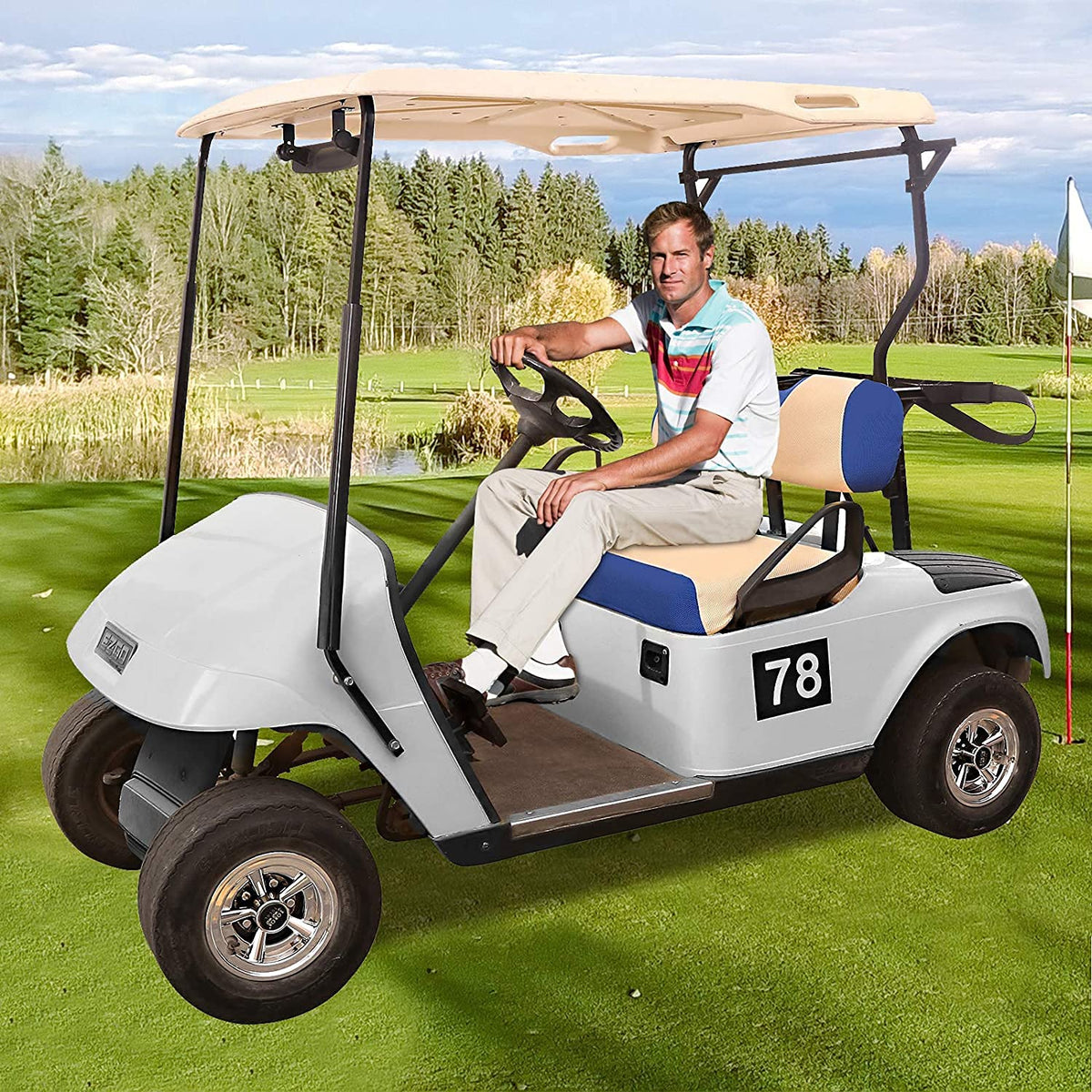 10L0L beige blue color option on golf cart seats