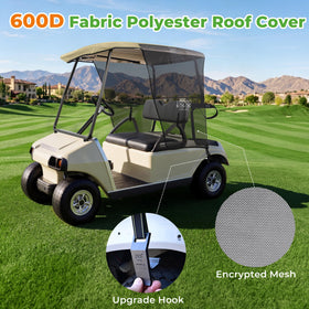 10L0L beige sun shade matches cart styling while providing cool shade