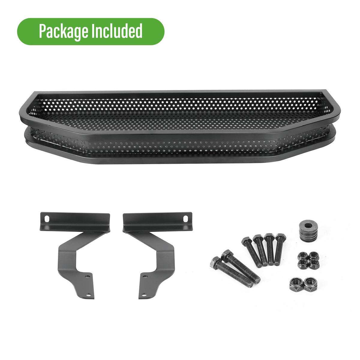 Black powder-coated finish offers rust resistance and wear durability