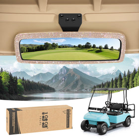 10L0L Bling golf cart mirror front view with crystal rhinestones for a luxe look