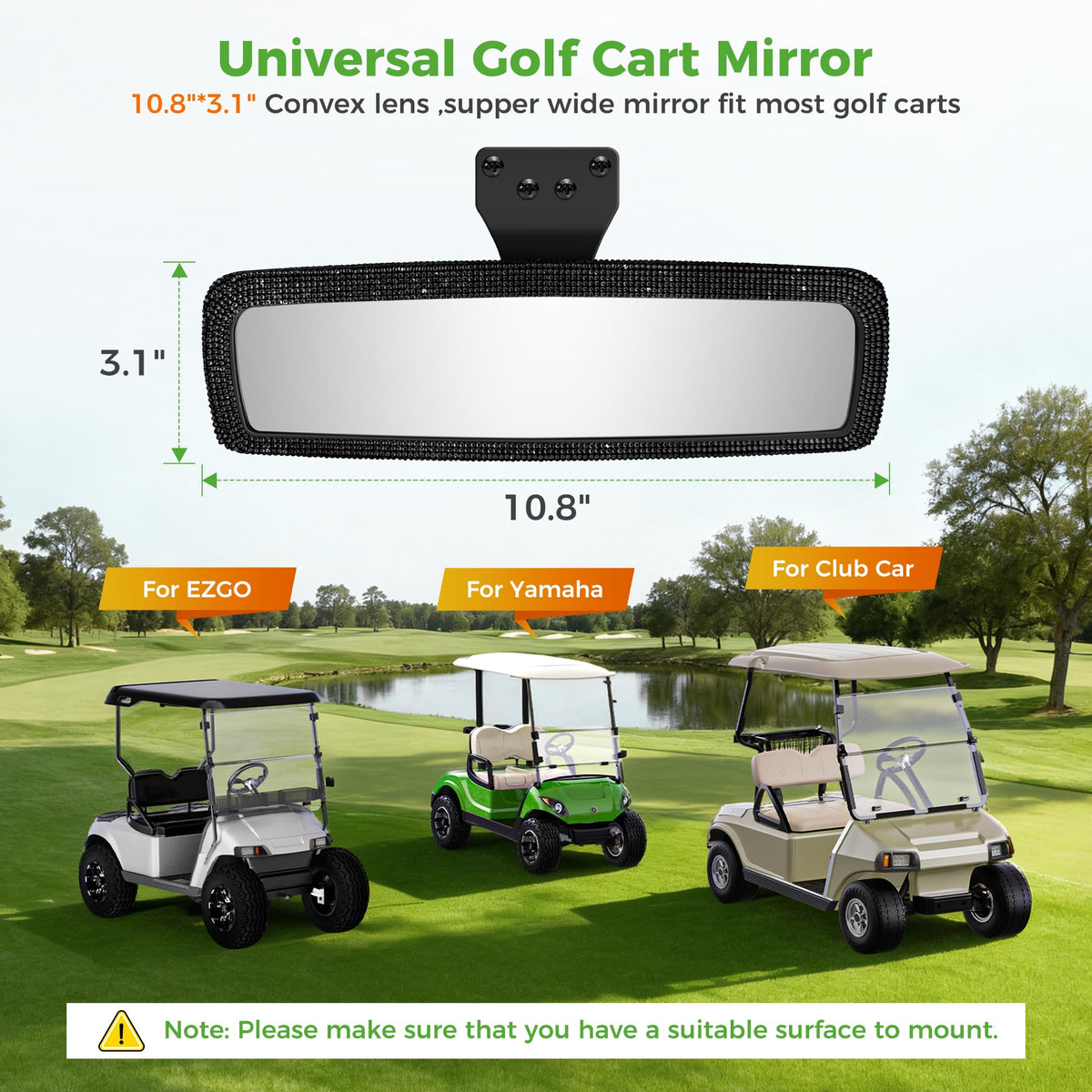 10L0L 270-degree rotation rhinestone mirror lets you adjust angle quickly