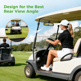 10L0L rhinestone golf cart mirror for Club Car emphasizes wide-angle view and bling on sunny days
