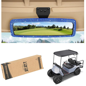10L0L Bling Rhinestone mirror front view highlighting crystal sparkle for EZGO, Club Car, Yamaha.