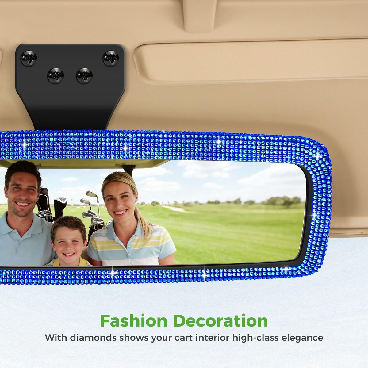 Closeup of 16.5 by 3.2 inch convex lens for wide rear view.