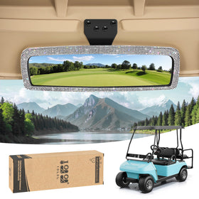 10L0L bling rhinestone golf cart mirror with crystal accents for Yamaha improves rear visibility