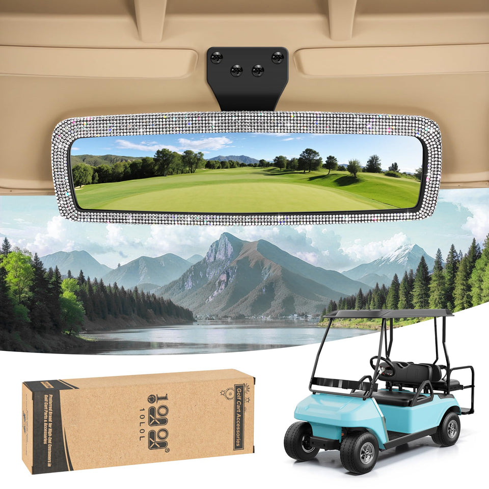 10L0L bling rhinestone golf cart mirror with crystal accents for Yamaha improves rear visibility