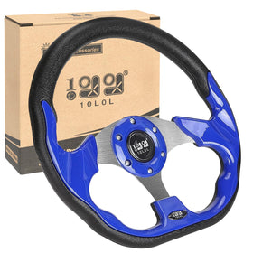 10L0L blue steering wheel fits Yamaha, EZGO, and Club Car for smoother control.