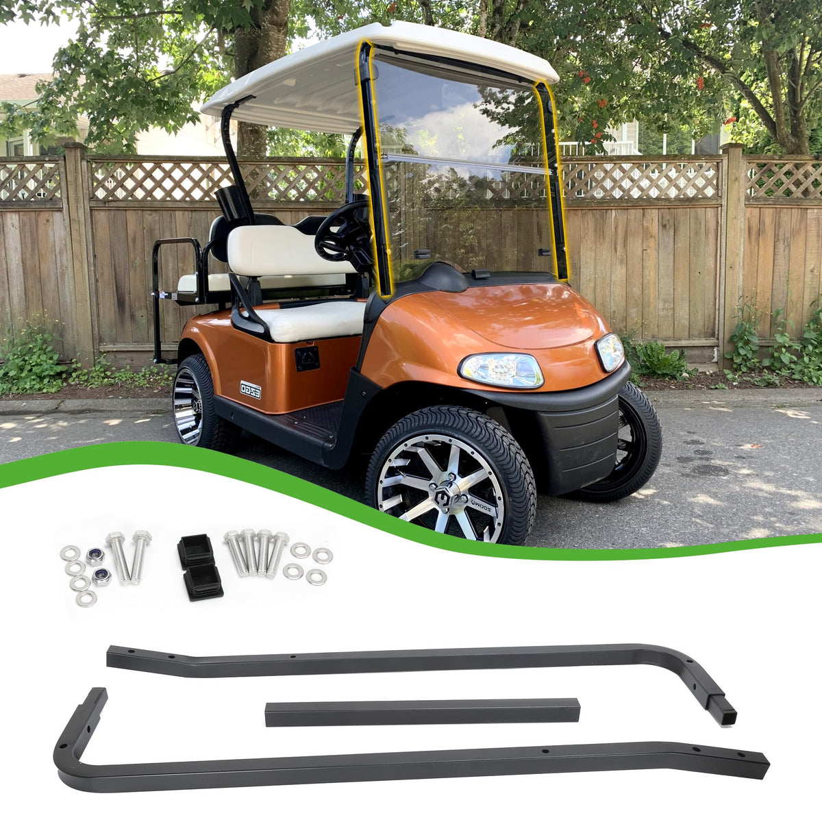 Three-bracket kit helps shield passengers from sun and weather.