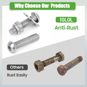 10L0L box contents show 60 pieces of screws, washers, and nuts