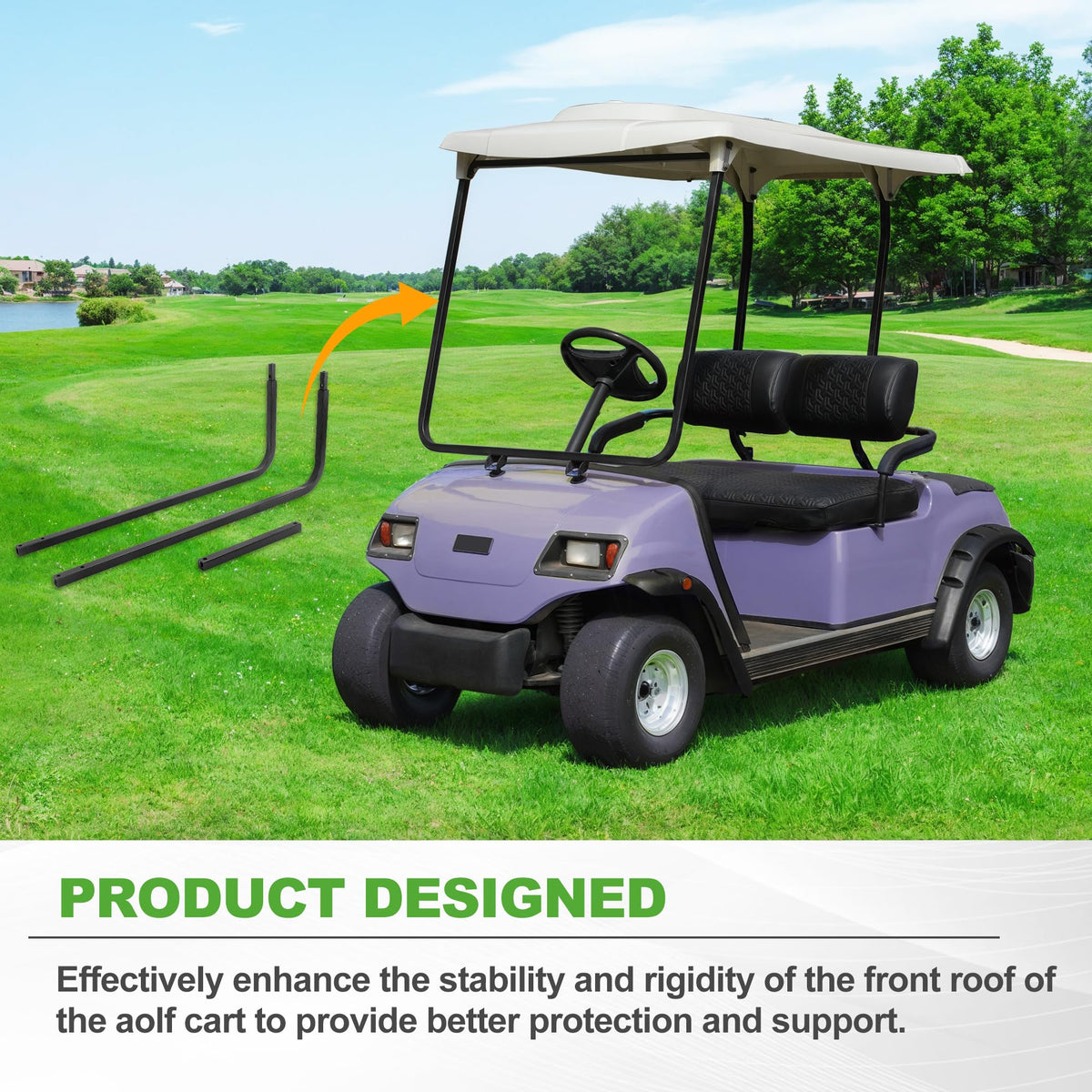 10L0L bracket keeps golf cart top steady in windy conditions.