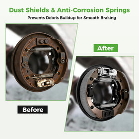 10L0L anti-rust springs and dust shields protect braking performance.