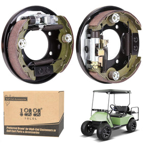 10L0L brake assembly for EZGO TXT PDS, left side view showing direct-fit installation