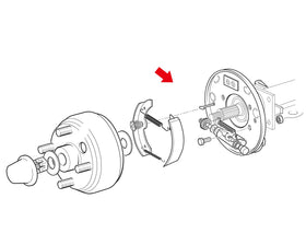10L0L brake assembly for Yamaha G14-G22, brake shoes and hardware clearly displayed