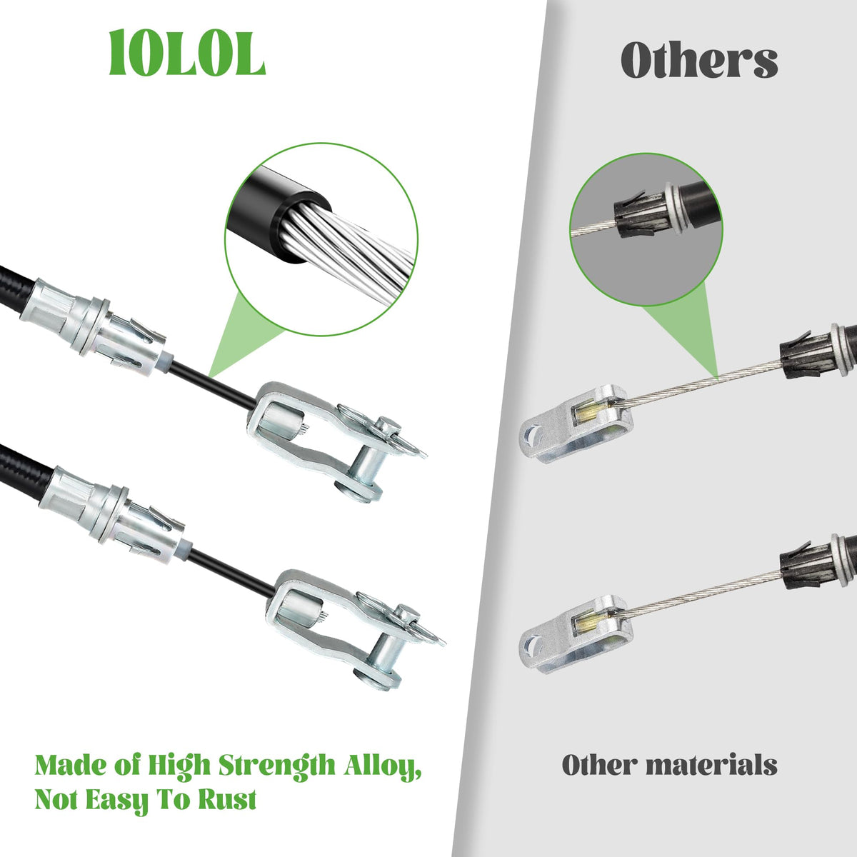 10L0L 41.5-inch brake cable laid out for Club Car DS