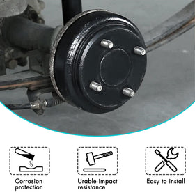 10L0L rear brake drum closeup shows OEM-style replacement
