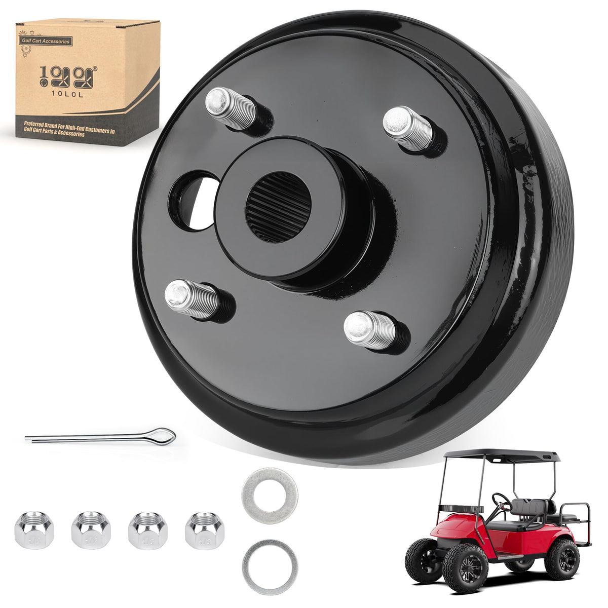 10L0L brake drum large-hole EZGO TXT side view showing precise fit for reliable braking