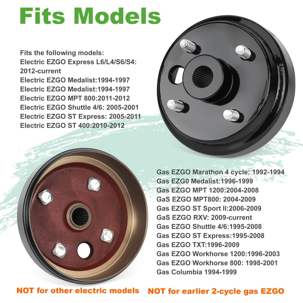 10L0L brake drum large-hole EZGO TXT top view with CNC grooves for OEM alignment