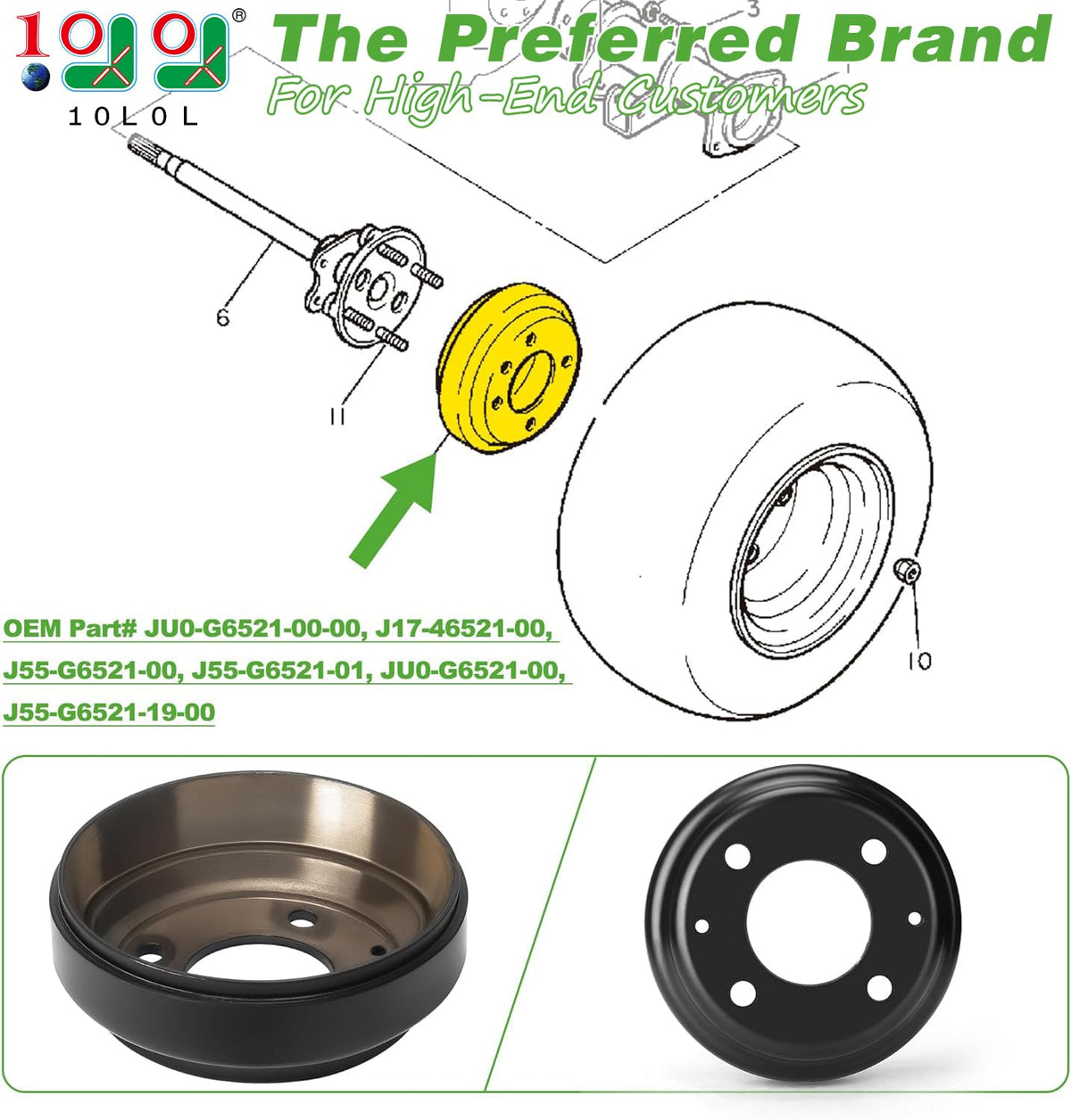 10L0L brake drum for Yamaha G2 rear part for smooth stops
