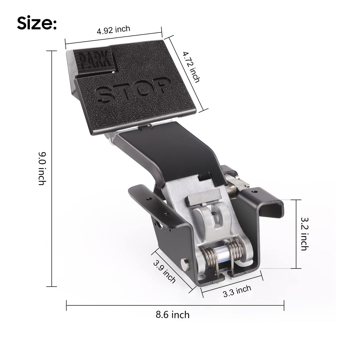 10L0L brake pedal with sturdy mounting arm shows durable construction