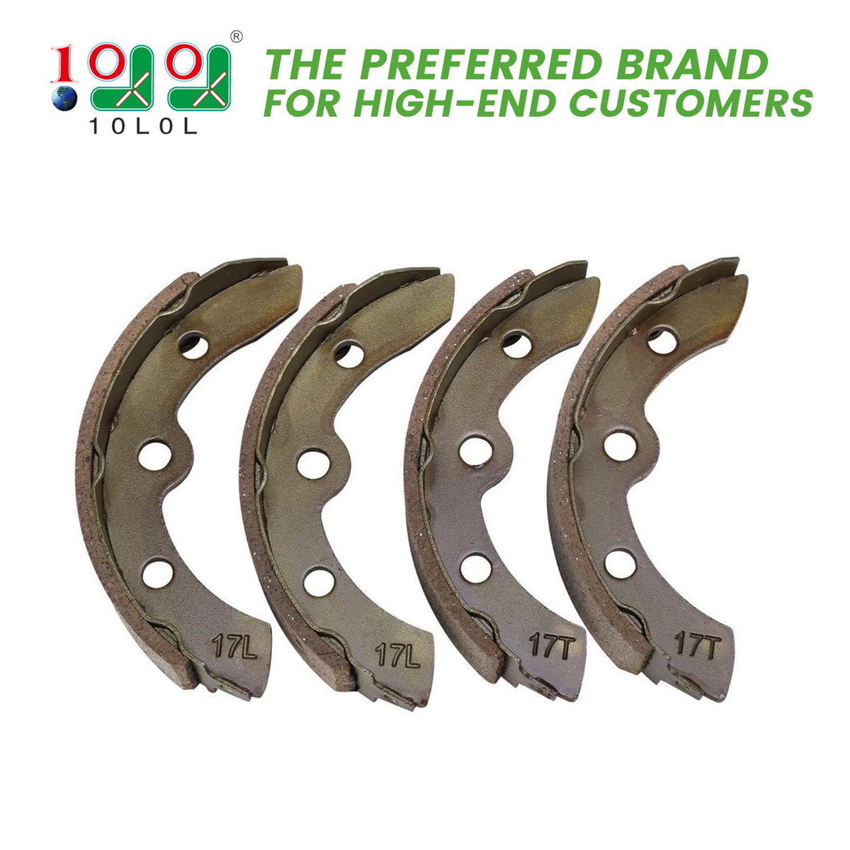 10L0L brake shoes kit side view highlights compact fit for DS and Precedent models