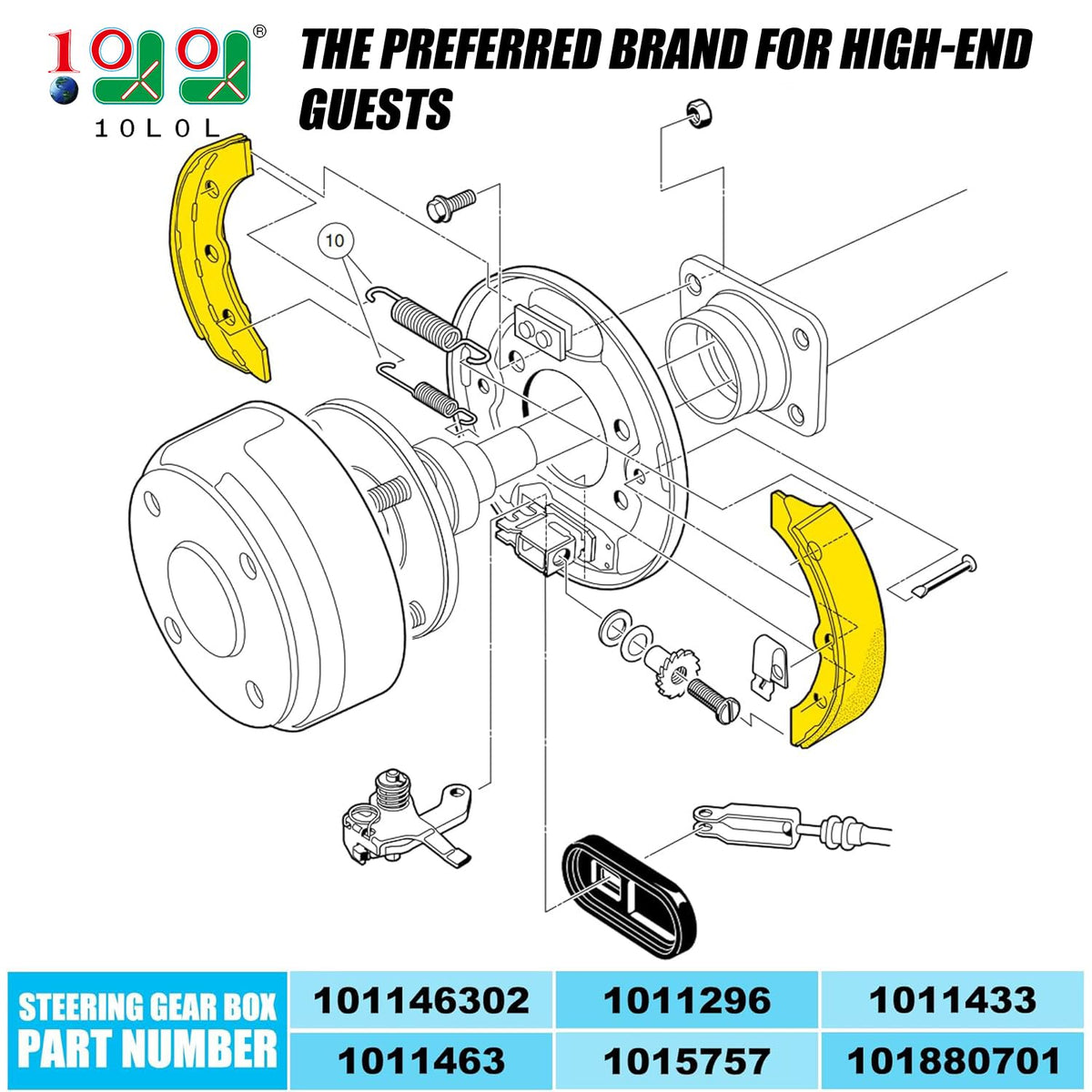 10L0L brake shoes for Club Car DS Carryall 1981–1994 ready for reliable braking