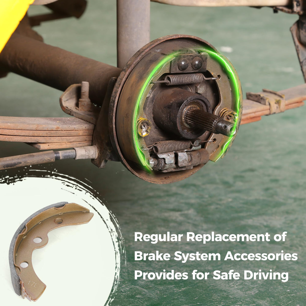 10L0L brake shoes for Club Car DS front view for precise fit.