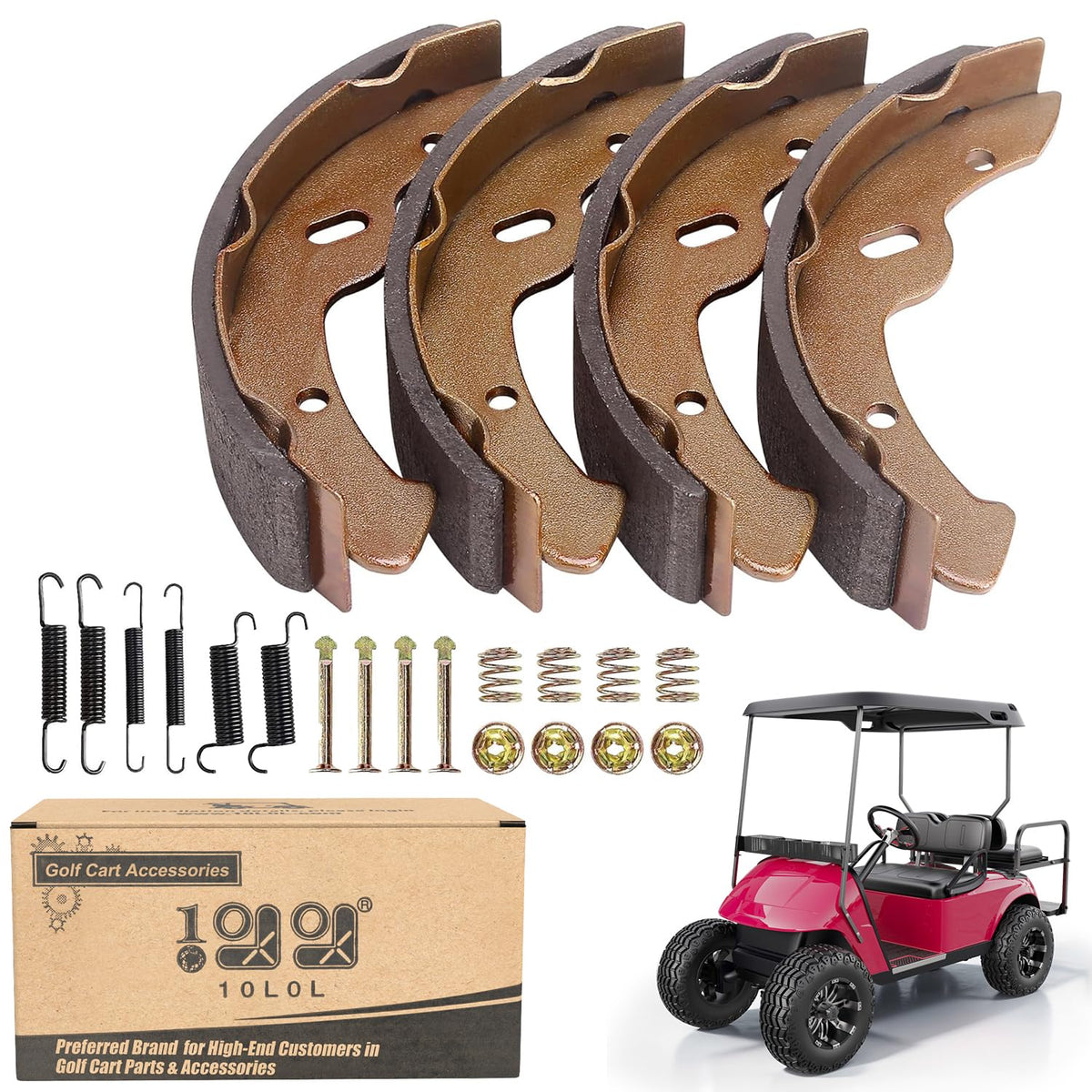 10L0L brake shoes for EZGO TXT assembly improve stopping reliability