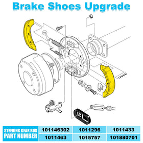 10L0L brake shoes installed on Club Car DS drum for proper fit