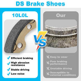 10L0L brake shoes 101146302 and 1011296 set on display