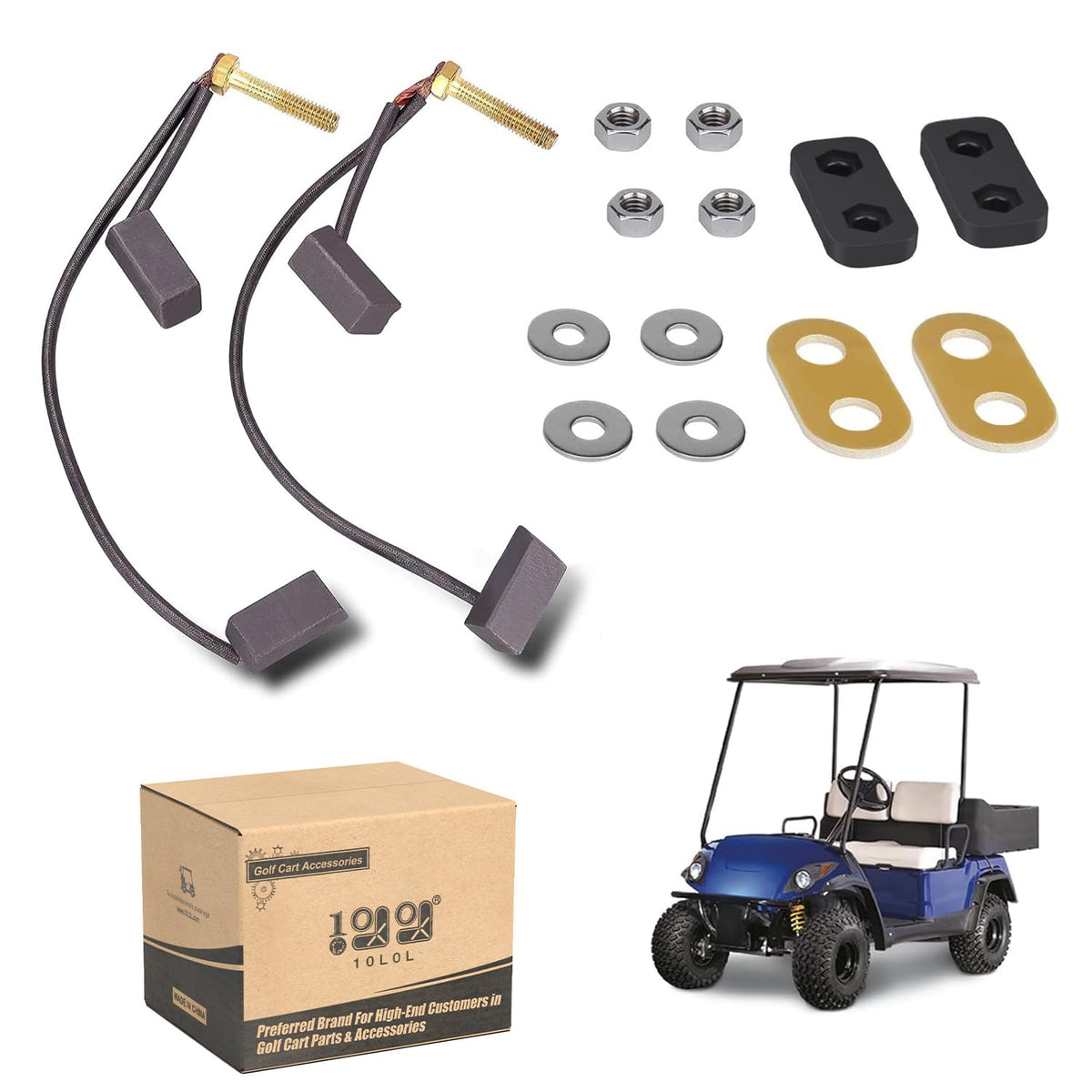 10L0L brush kit for Yamaha G8/G9/G14/G16 showing replacement brushes for smooth motor performance.