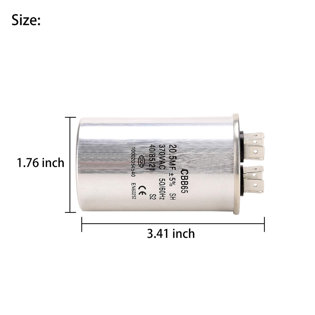 10L0L capacitor spec sheet view emphasizes 370 VAC rating for durable performance.