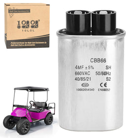 10L0L Capacitor 4MFD close-up for golf cart charger upgrade