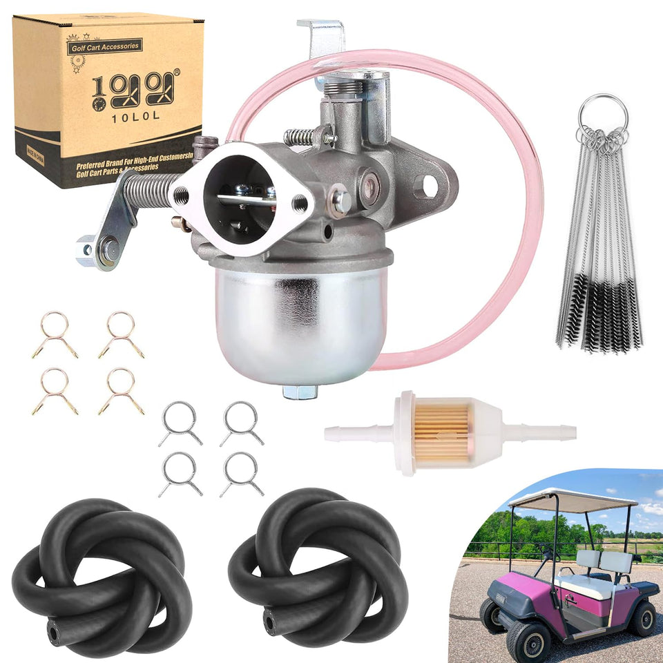 10L0L carburetor kit for EZGO Marathon package view with complete replacement parts.