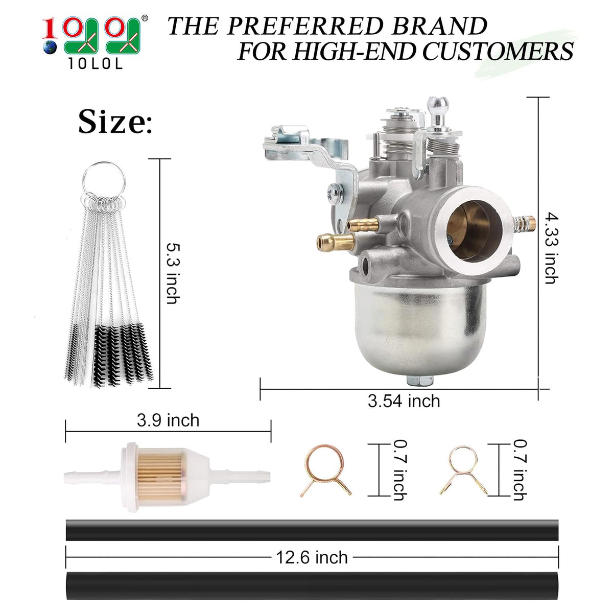 Side view shows compact aluminum body for smooth fuel flow
