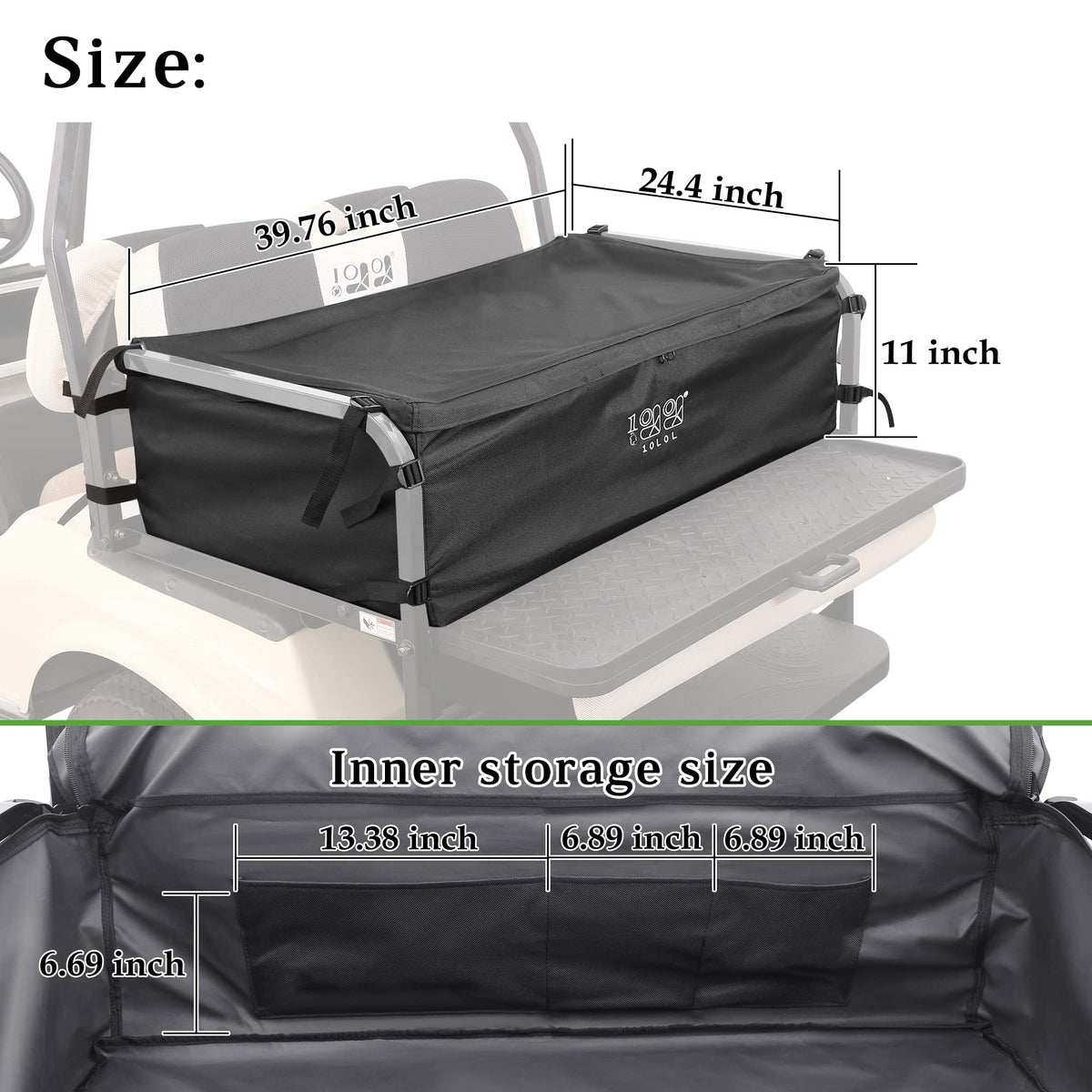 10L0L cargo bag fits EZGO, Yamaha, and Club Car carts