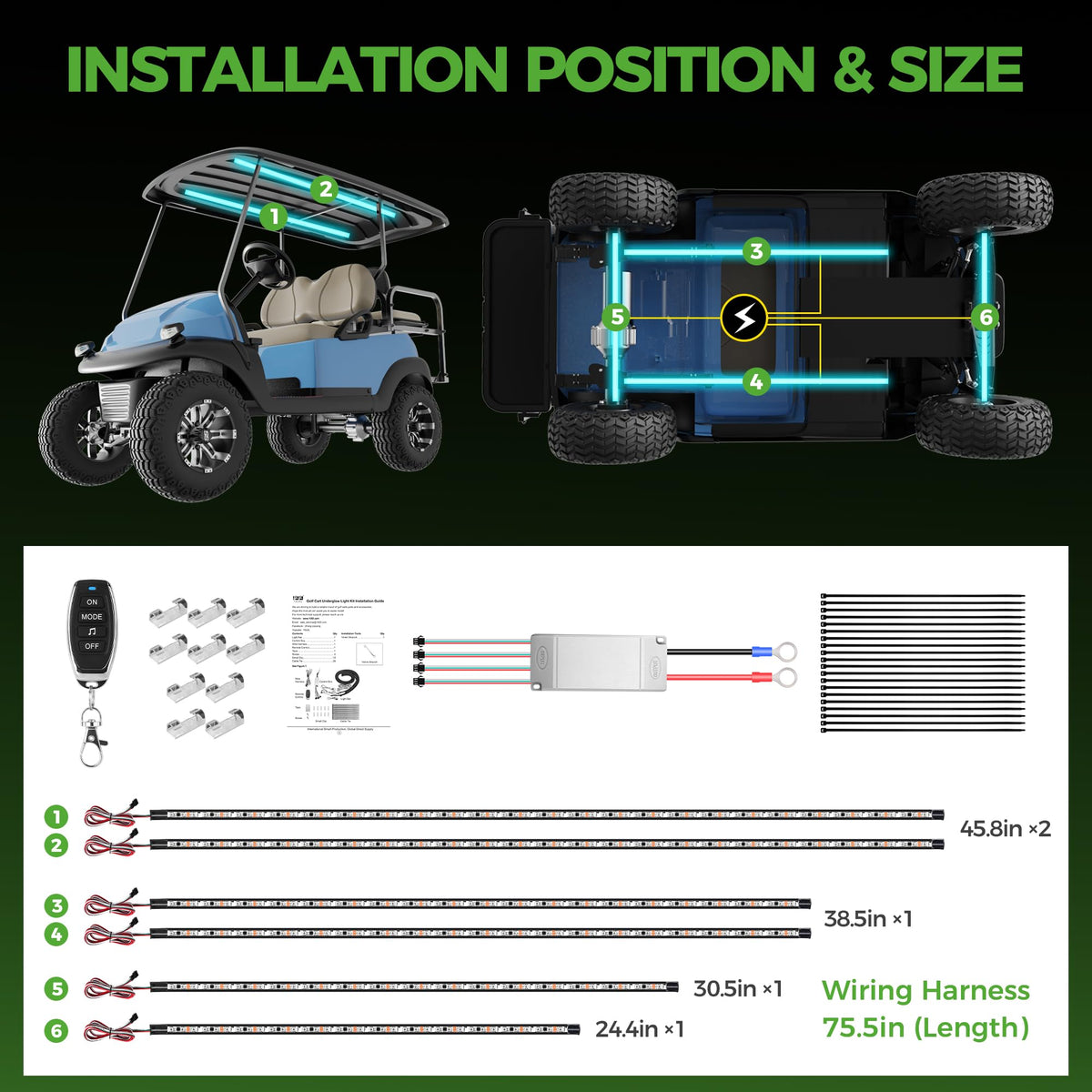 Cart compatibility across EZGO Yamaha and Club Car with 10L0L underglow kit