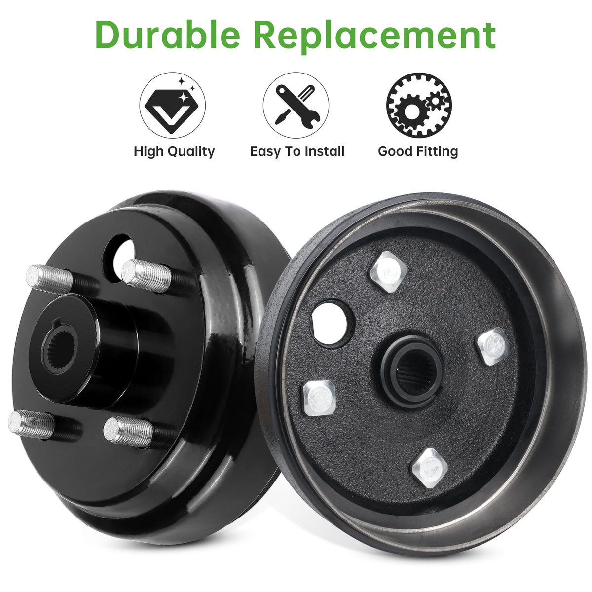 10L0L castellated nut visual for EZGO TXT brake drum shows secure hold.