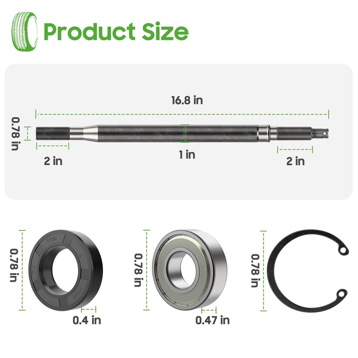10L0L castle nut and cotter pin included for safe wheel mounting