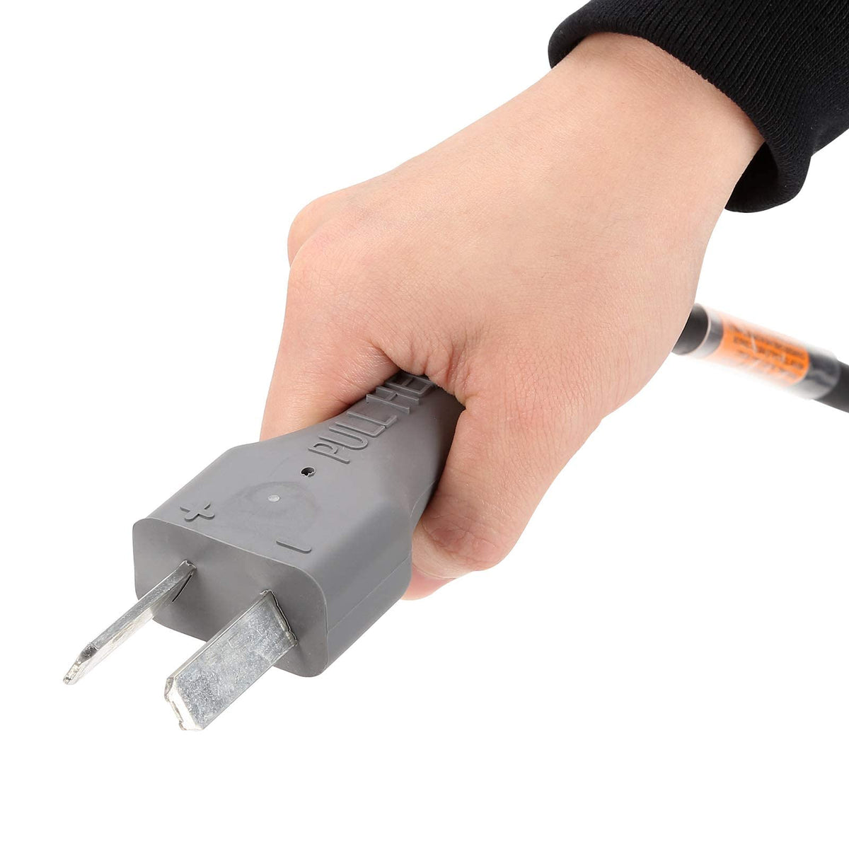 10L0L charger cord showing brown positive and blue negative wires for reliable power.