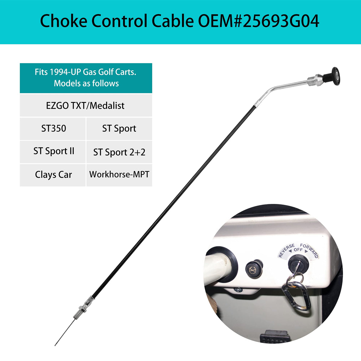 Mounting end of 10L0L choke cable shown for proper fit.
