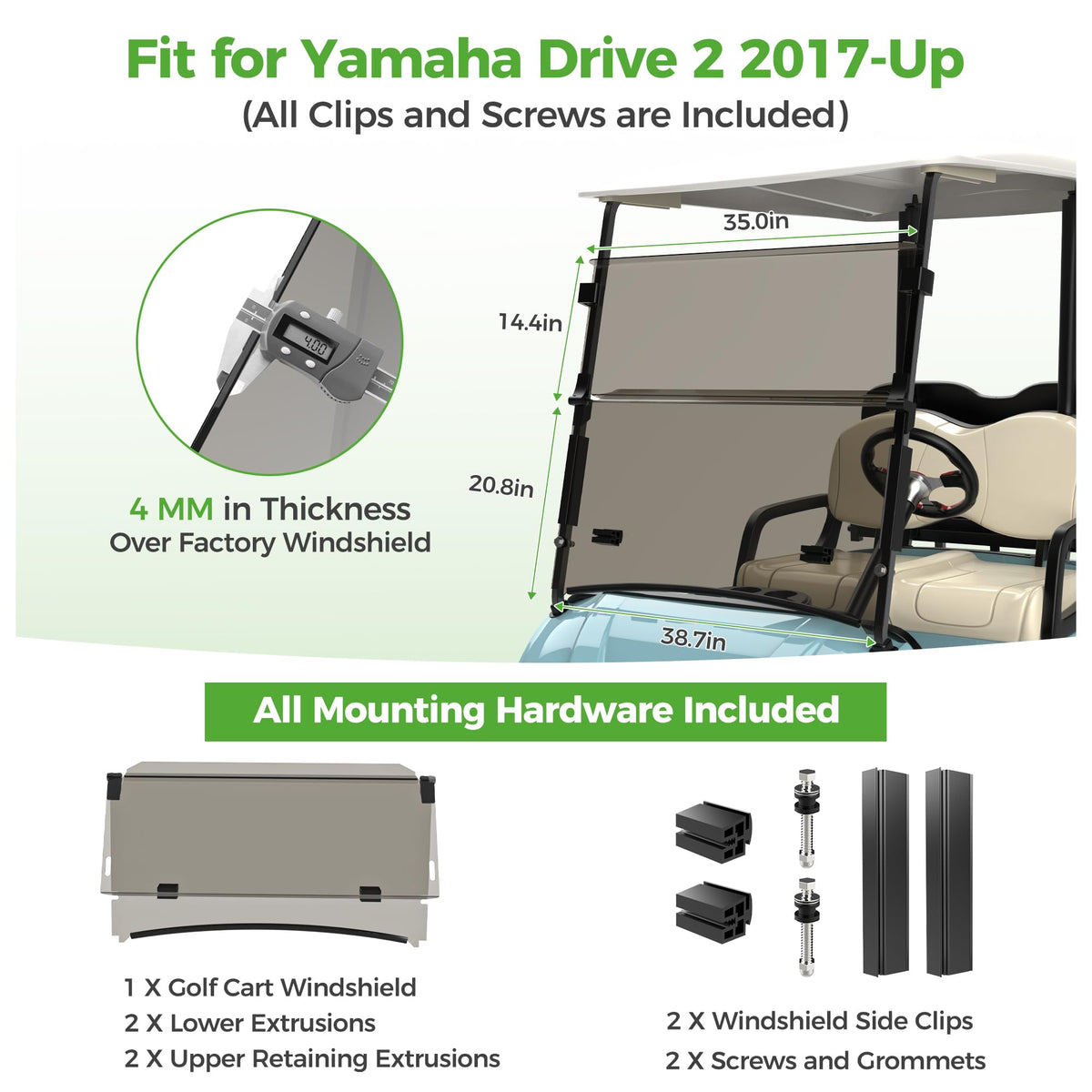 10L0L clamps and hardware included for Yamaha Drive 2 windshield installation.