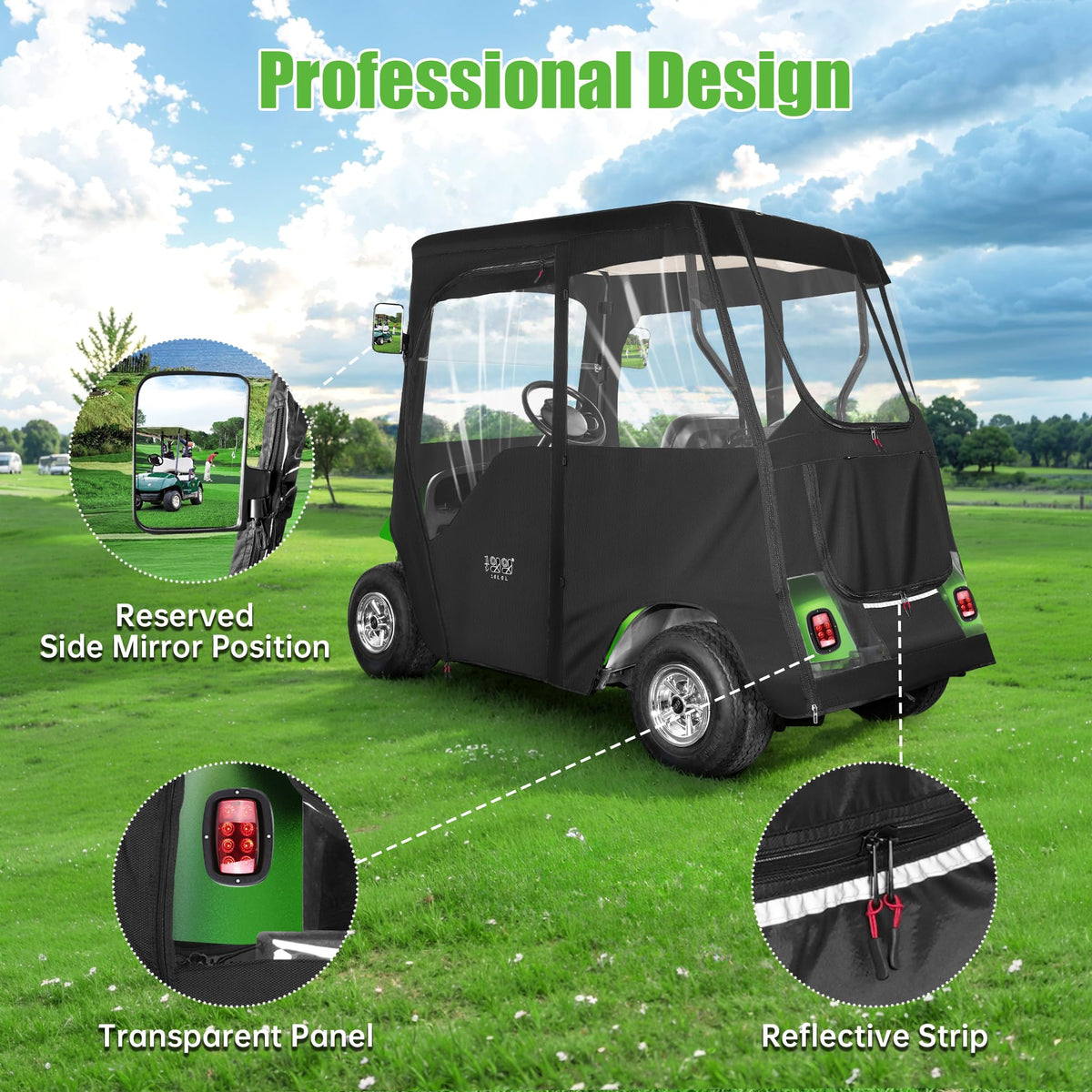 10L0L clear PVC windows offer 360-degree visibility for safe driving