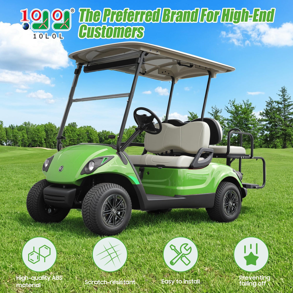 10L0L Club Car 8-inch wheel cover sideview adds modern lines and easy snap-on use.