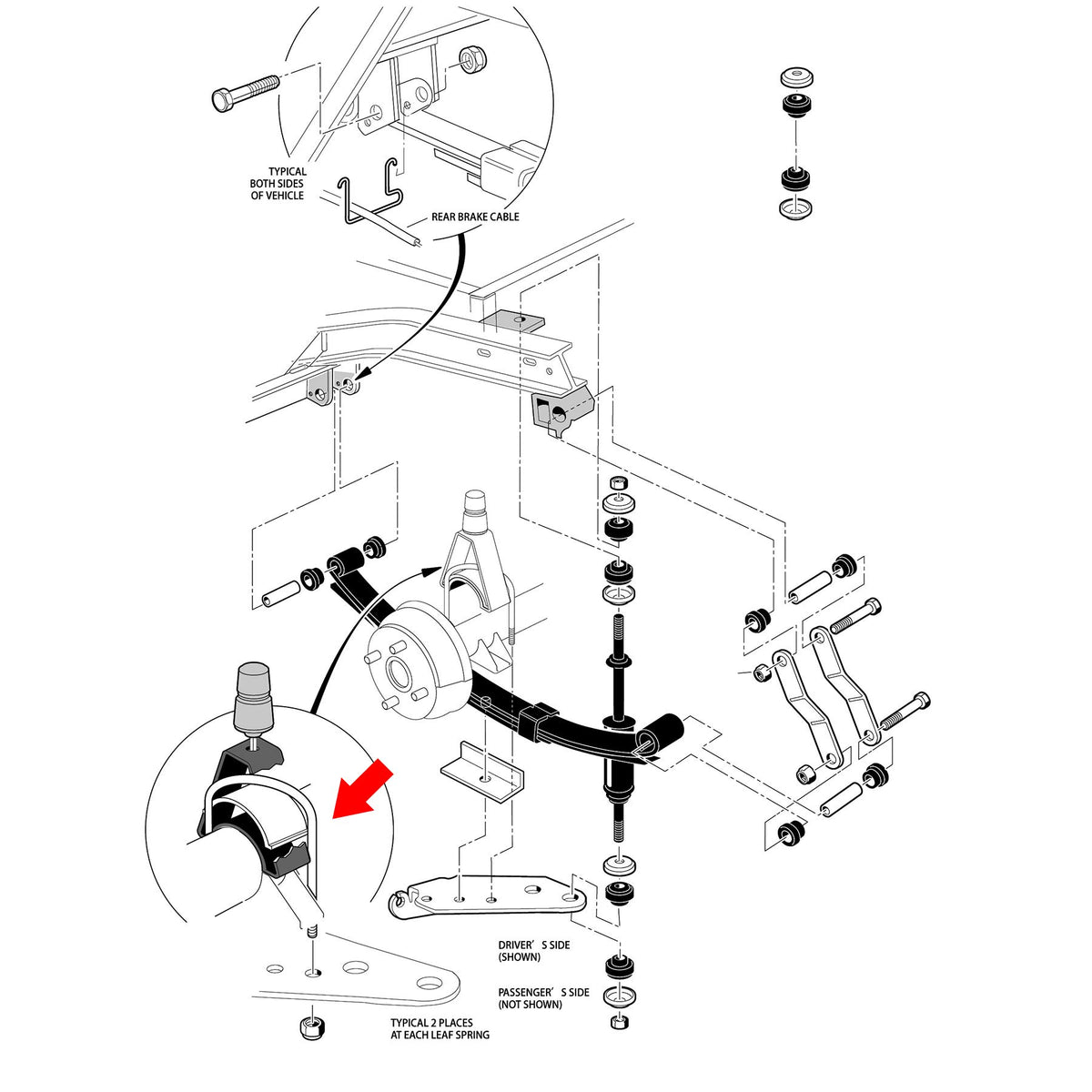 10L0L Club Car DS 1981-up U-bolt kit with nut for easy replacement